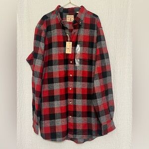 Classic Red and Black Plaid Flannel Men's Shirt